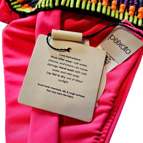 Peixoto Womens Charlie Textured Hot Neon Pink Tribal Swim Top Size Medium NWT - Picture 9 of 11